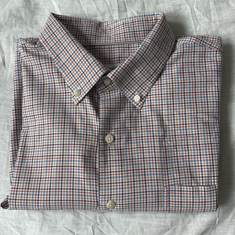 Peter Millar Plaid Button Down Shirt Anti Wrinkle Men XL